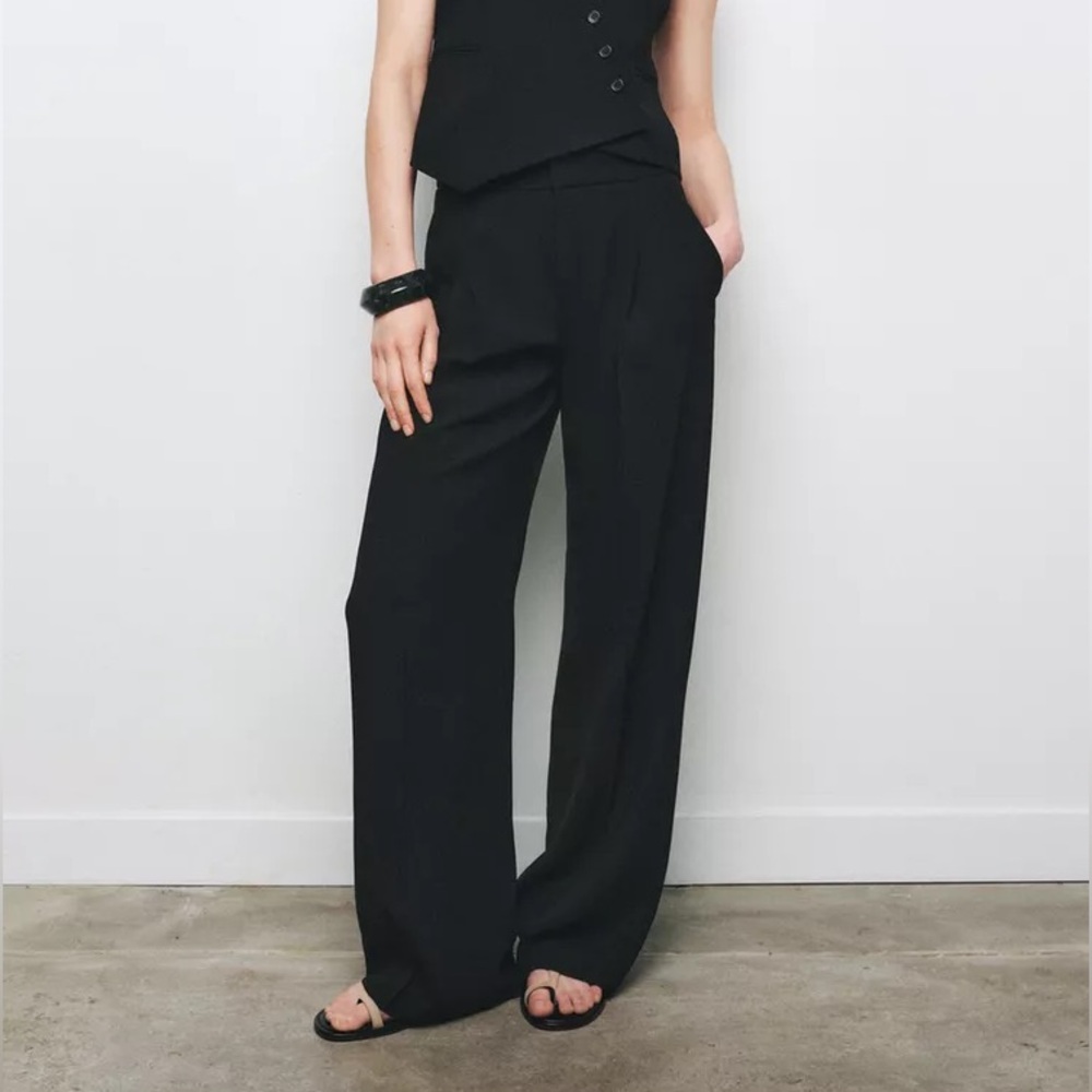 Zara wide leg black trousers